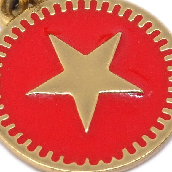 Chanel Button Star Dangle Piercing Earrings Gold Red - Picture 7 of 9